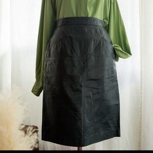 90s Korean Genuine Leather Skirt